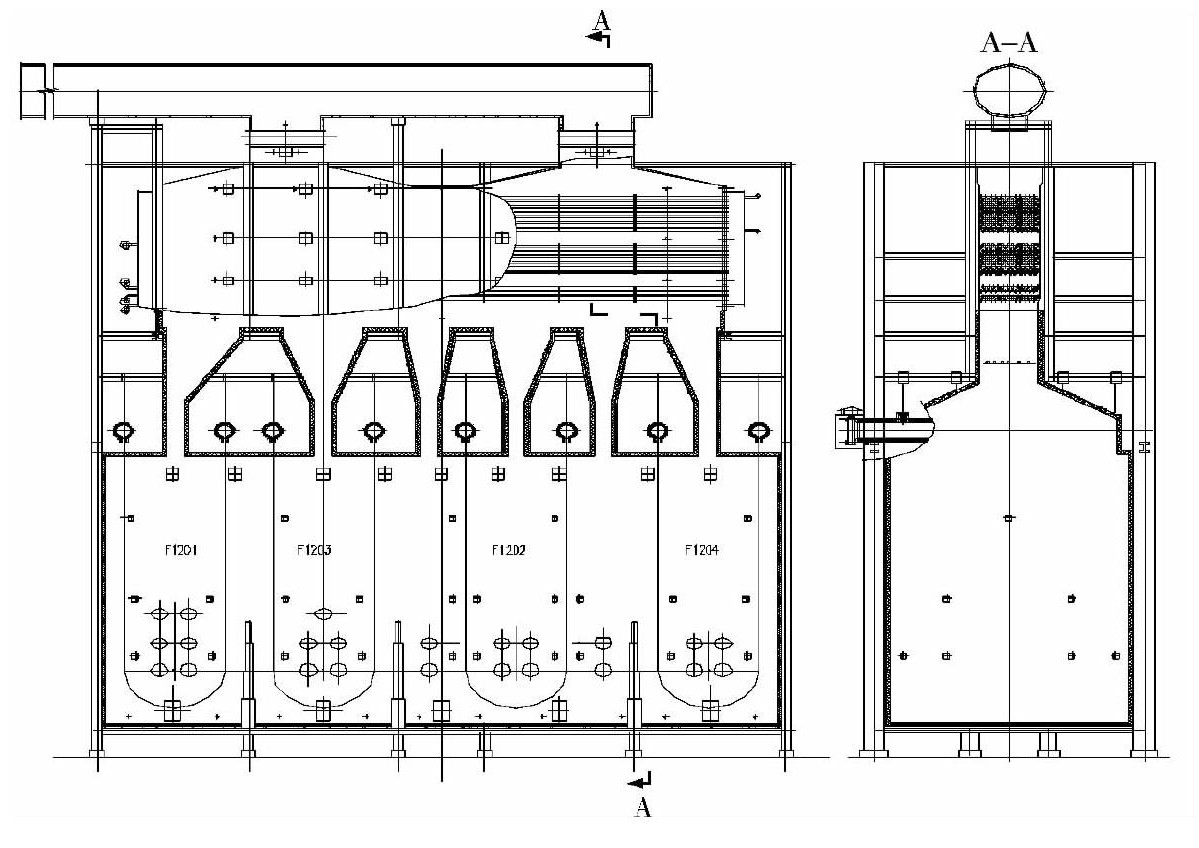 重整裝置四合一加熱爐結構圖 重整裝置四合一加熱爐結構圖